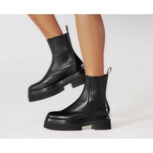 Tamara Mellon Clash - Vitello Black Leather Ankle Boots Size 38